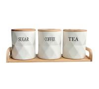 Porgeel Tea Sugar and Coffee Containers Set 3Pcs Round Tea Coffee Sugar Canisters with Lids & Tray Heteromorphic for Storing Candy Biscuit Cakes Spice