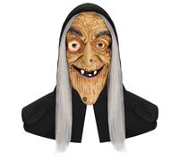 Porgeel Witch Mask Realistic Full Head Latex Scary Halloween Mask Old Woman Face for Adults Halloween Party Dressing up Decoration