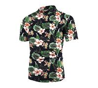 Poriff Mens Casual Basic Turtleneck T Shirt Slim Fit Pullover Lightweight Short Sleeve Tops, Flower-02, S