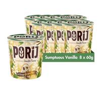 PORiJ Vanilla Instant Porridge Oats 8 x 60g - Quick Breakfast Snacks Ready to Eat in Minutes Instant Porridge Pots with Pre Biotics Multipack Ready Meals High Fiber & Protein Vegan Oats
