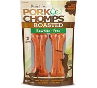 Pork Chomps Roasted Pressed Pork Skin Dog Chews, 4.5-inch Bone, 2 Count