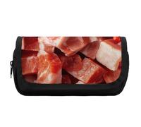 Pork Meat Sliced Cubes Cute Double Pencil Case Large Capacity Portable Pen Pouch with Zippered