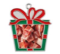 Pork Meat Sliced Cubes Funny Christmas Pendant Charms Metal Hanging Xmas Tree Ornament Necklace Jewelry Circular