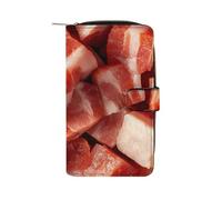 Pork Meat Sliced Cubes Trendy Zipper Wallets for Men Women Classic Leather Pouch Credit Card Coin Purse
