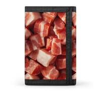 Pork Meat Sliced Cubes Trifold Wallet for Men Classic Lightweight Credit Card Holder Tri Fold Purse with Zippered