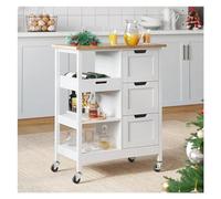 PorKitchen Island Cart with DersShelf & Wheels - SpaceSaving Trolley for Home nizat Ideal for Smals & Convenience