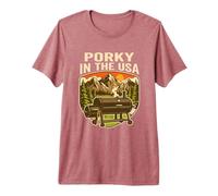 Porky Smoke Animal Funny Broken English Barbecue Meme Premium T-Shirt