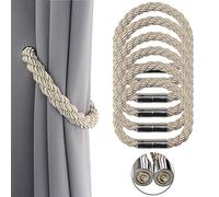 Porlau 6 Pack Strong Magnetic Curtain Tiebacks Decorative Rope Holdbacks Convenient Ties Backs for Thin or Thick Window Draperies No Tools Required 19.7in, Slightly Heavy