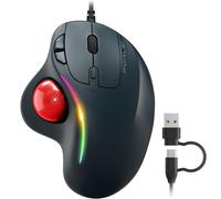 PORLEI Trackball Mouse Wired, RGB Ergonomic Mouse with Comfort Design, Easy Thumb Control, Precision and Smooth Tracking, Compatible for PC, Laptop, Mac, Windows, Red