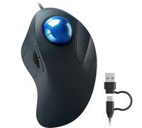 PORLEI Wired Trackball Mouse, Easy Index Finger Control, Ergonomic Comfort Design Reduces Muscle Strain, Precision and Smooth Tracking, Compatible for PC, Laptop, Windows, Mac-Dark Blue
