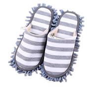 Pormow 1 pair multifunctional cleaning slippers with detergent microfibre, sole floor cleaning slippers, shoe cover, Chenille, gray, standard size