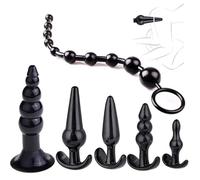 Porn Plug 6-Piece Lightweight Hip Exercise Set for Male and Women, Silicone Exercise Tool for Improving Mobility - Q （Black）