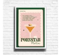 PornstarMartini - Vintage Cocktail Print, Home Bar Art Display - Retro Bar Decor for Home, Kitchen, Lounge - Ideal Poster for Cocktail Lovers, A4 A3 Home Decoration Wall Art Deco (A3 Framed (White))