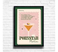 PornstarMartini - Vintage Cocktail Print, Home Bar Art Display - Retro Bar Decor for Home, Kitchen, Lounge - Ideal Poster for Cocktail Lovers, A4 A3 Home Decoration Wall Art Deco (A3 Framed (Black))