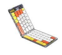 Porodo Crystal Shell Wireless Keyboard, Compatible With Windows & iOS & Android & Mac, 80mAh, 10m Bluetooth Range, Scissor Key Switches, Leather Backcase, Type-C Charging (White)