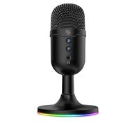 Porodo Gaming Omni-Directional Microphone, RGB Lights Stand 1.8M PVC Cable,100-16KHz Frequency Response, 800-2.2K Ohms Impedance, ANC, Mute Button, Compatible with Mac & Windows - Black