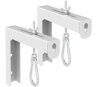 POROHOM Universal Projector Screen L-Bracket Wall Hanging Mount 6 inch Adjustable Extension with Hook Manual, for Wall or Ceiling Mount Home Projector and Movie Screens, 80 Lb Capacity Each(White)