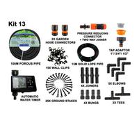 Porous Irrigation Pipe Set Porous Kit13 100M Soaker Hose 16mm Ldpe Pipe Digital Timer 1.7 Bar Regulator