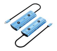 Porpen AI USB C Hub 12-in-1, Aluminum Blue Hub with GPT Voice Input, 100W HDMI 4K VGA, USB 3.0, Card Reader for MacBook, HP, Dell, 0.48x0.15x0.06 Inches