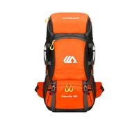PORRASSO 50L Hiking Backpack Water Resistant Daypack Nylon Camping Rucksack with Reflective Strap Multi Compartment Large Travel Backpack Orange