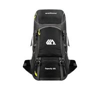 PORRASSO 50L Hiking Backpack Water Resistant Daypack Nylon Camping Rucksack with Reflective Strap Multi Compartment Large Travel Backpack Black