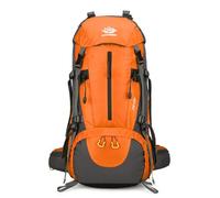PORRASSO 50L Hiking Backpack Waterproof Daypack Rucksack with Rain Cover Backpack for Women Men Travel Trekking Camping Climbing Outdoor Sports Orange