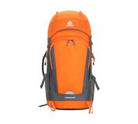 PORRASSO 65L Hiking Backpack Waterproof Daypack Nylon Camping Rucksack with Rain Cover Reflective Strap Large Travel Backpack for Mountaineering Trip Orange