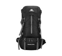 PORRASSO 70L Hiking Backpack Durable Waterproof Camping Rucksack with Rain Cover Multi External Hanging Straps Large Capacity Travel Backpack Black