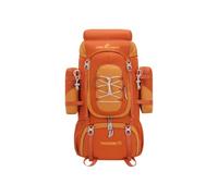 PORRASSO 70L Hiking Backpack with Rain Cover Large Capacity Camping Backpack with Hydration Compartment Breathable Travel Rucksack for Outdoor Adventures Orange