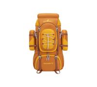 PORRASSO 70L Hiking Backpack with Rain Cover Large Capacity Camping Backpack with Hydration Compartment Breathable Travel Rucksack for Outdoor Adventures Yellow