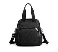 PORRASSO Backpack Fashion Shoulder Bag Women Handbag with USB Charging Port Rucksack Girl Daypack Nylon Crossbody Bag for Work Travel School Daily Use Black