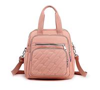 PORRASSO Backpack Fashion Shoulder Bag Women Handbag with USB Charging Port Rucksack Girl Daypack Nylon Crossbody Bag for Work Travel School Daily Use Pink