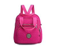 PORRASSO Casual Backpack Women Shoulder Bag Ladies Crossbody Bag Nylon Handbag Girl Daypack for Work Travel Daily Use Rose Red