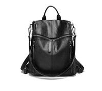 PORRASSO Fashion Backpack Women Shoulder Bag Girl Waterproof Daypack Schoolbag Ladies Leather Rucksack Travel Work Knapsack Black