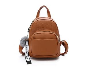 PORRASSO Fashion Mini Backpack Girl Daypack Small Rucksack with Pompom Women PU Leather Backpack Purse for Travel Dating Shopping