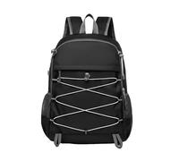 PORRASSO Foldable Backpack Hiking Daypack Large Waterproof Rucksack Lightweight Women Men Backpack for Camping Travel Outdoor Sports Black