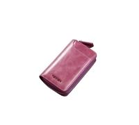 PORRASSO Genuine Leather Key Case Car Key Bag Key Pouch Portable Card Holder Keychain Wallet with 6 Hook for Men Purple