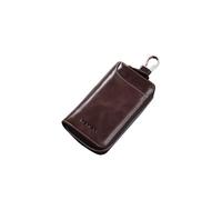 PORRASSO Genuine Leather Key Case Car Key Bag Key Pouch Portable Card Holder Keychain Wallet with 6 Hook for Men Coffee B