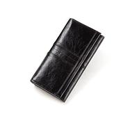 PORRASSO Genuine Leather Purse RFID Blocking Ladies Wallet Credit Card Holder Multi Compartment Wallet Phone Bag Coin Purse Women Change Pouch Black