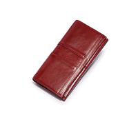 PORRASSO Genuine Leather Purse RFID Blocking Ladies Wallet Credit Card Holder Multi Compartment Wallet Phone Bag Coin Purse Women Change Pouch Red