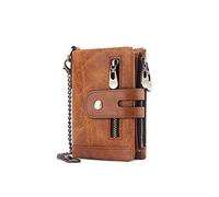 PORRASSO Genuine Leather Wallet Ladies Purse Portable Credit Card Holder RFID Blocking Multi -Compartment Wallet Coin Purse Change Pouch Brown