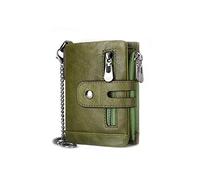 PORRASSO Genuine Leather Wallet Ladies Purse Portable Credit Card Holder RFID Blocking Multi -Compartment Wallet Coin Purse Change Pouch Green