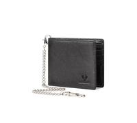 PORRASSO Genuine Leather Wallet Men's RFID Blocking Wallet Card Holder with 13 Card Slots Coin Purse Change Pouch Black