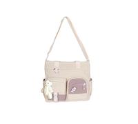 PORRASSO Girl Crossbody Bag Cute Little Bear Shoulder Bag Nylon Messenger Bag Women Satchel for School Travel Daily Use White