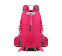 PORRASSO Hiking Backpack Waterproof 40L Rucksack Daypack Durable Lightweight Backpack Reflective Bag for Women Men Trekking Camping Walking Climbing Travel Outdoor Sports Rose Red