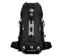 PORRASSO Hiking Backpack Waterproof Daypack 60L Rucksack with Rain Cover Lightweight Backpack for Travel Trekking Camping Climbing Outdoor Sports Black