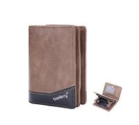 PORRASSO Men Wallets Card Holder Wallet Bifold PU Leather Wallet with Zipper Coin Pocket Credit Card Holder Brown
