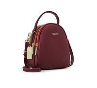 PORRASSO Mini Backpack Women Fashion Handbag Girl Waterproof Cross-Body Bag with Earphone Hole Ladies Leather Daypack Dating Travel Small Rucksack Red