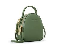 PORRASSO Mini Backpack Women Fashion Handbag Girl Waterproof Cross-Body Bag with Earphone Hole Ladies Leather Daypack Dating Travel Small Rucksack Green