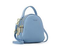 PORRASSO Mini Backpack Women Fashion Handbag Girl Waterproof Cross-Body Bag with Earphone Hole Ladies Leather Daypack Dating Travel Small Rucksack Blue